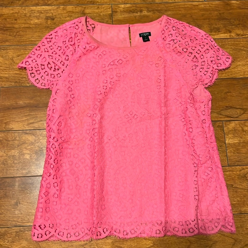 JCrew pink lace top size 8